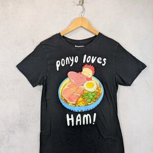 Bioworld Black Ponyo Studio Ghibli Inside Neck Print Tee